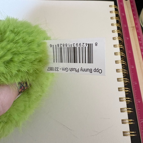 Green Fuzzy Furry Rainbow Ear Bunny Plush Toy - Picture 8 of 8